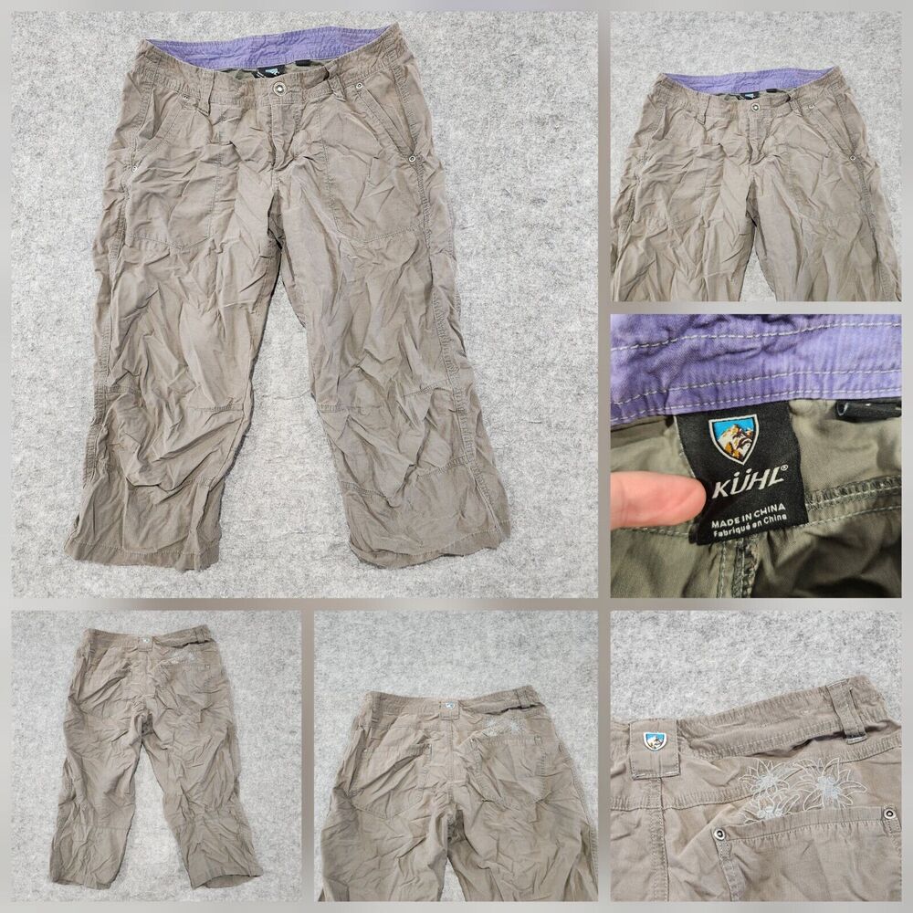 Kuhl Kendra Womens 4 Capri Cropped Floral Embroidered Hiking Cargo Outdoor Pants